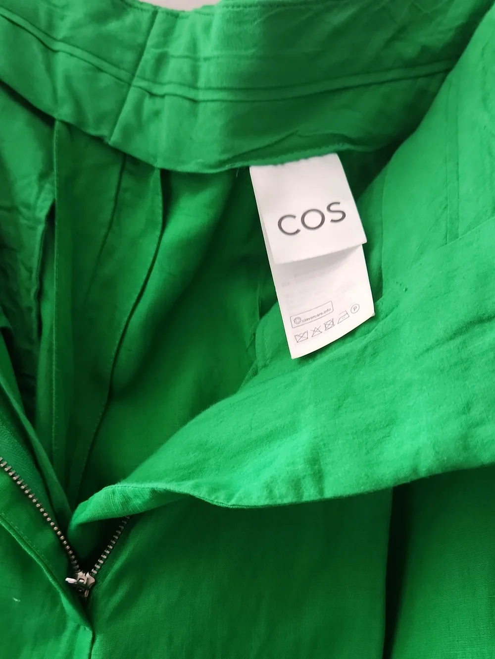 COS High-waist Wide Leg Pleated Front Linen Blend Pants in Bright Green Size 10